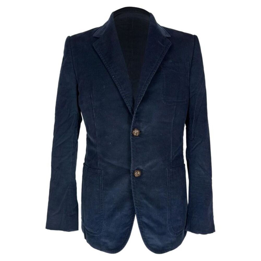 Gucci Single-Breasted Blazer in Navy Blue Corduroy